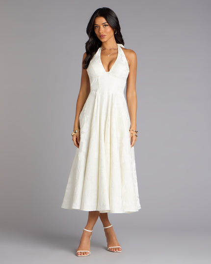 Windsor Ellen Lace-Up Halter A-Line Midi Formal Dress