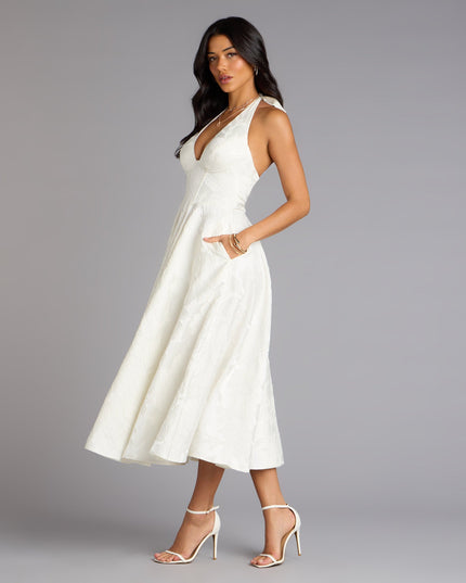 Windsor Ellen Lace-Up Halter A-Line Midi Formal Dress