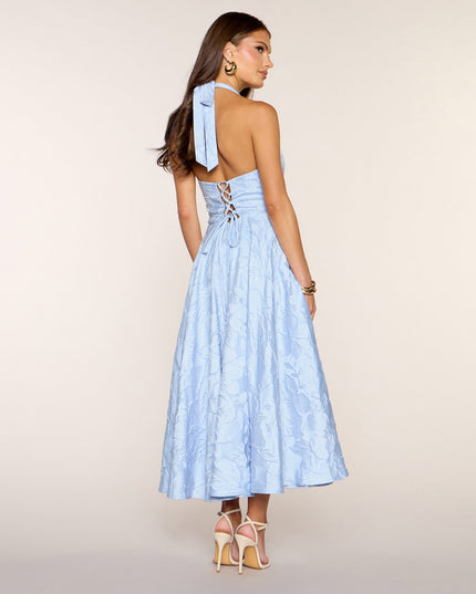 Windsor Ellen Lace-Up Halter A-Line Midi Formal Dress