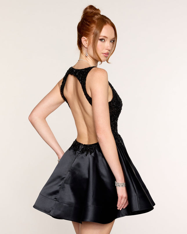 Windsor Cambria Beaded Satin A-Line Mini Dress