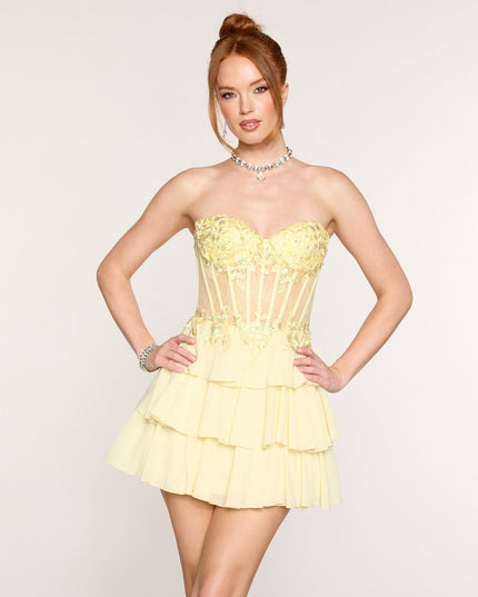 Windsor Lisa Glitter Mesh Corset Skater Dress