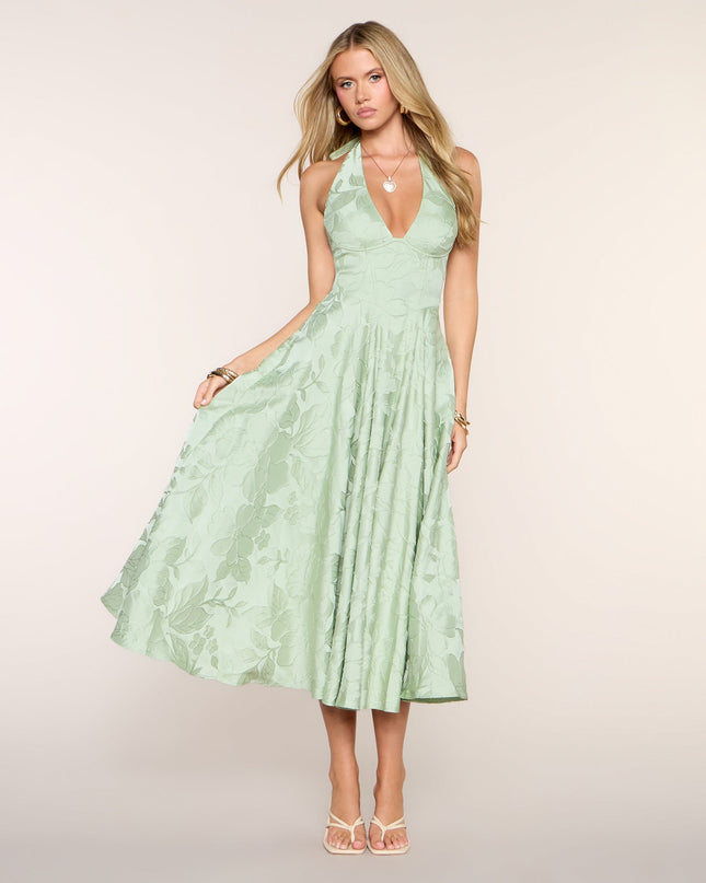 Windsor Ellen Lace-Up Halter A-Line Midi Formal Dress