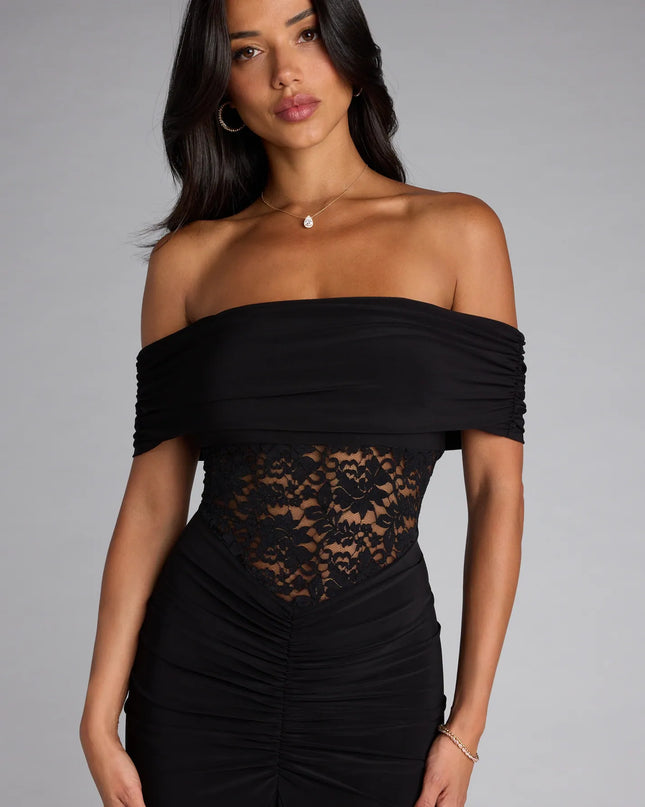 Windsor Lily Off-The-Shoulder Lace Mermaid Formal Dress