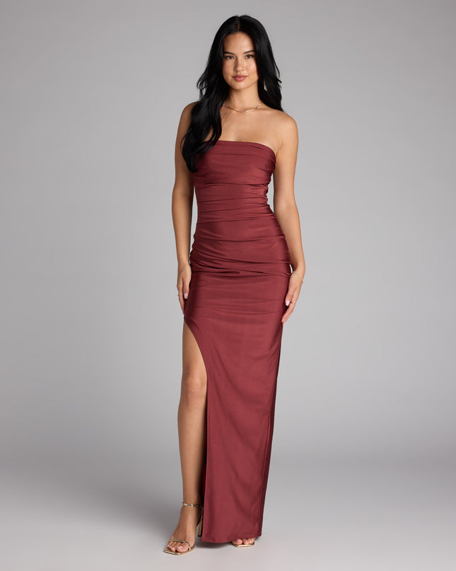 Windsor Anisley Strapless High Slit Column Formal Dress