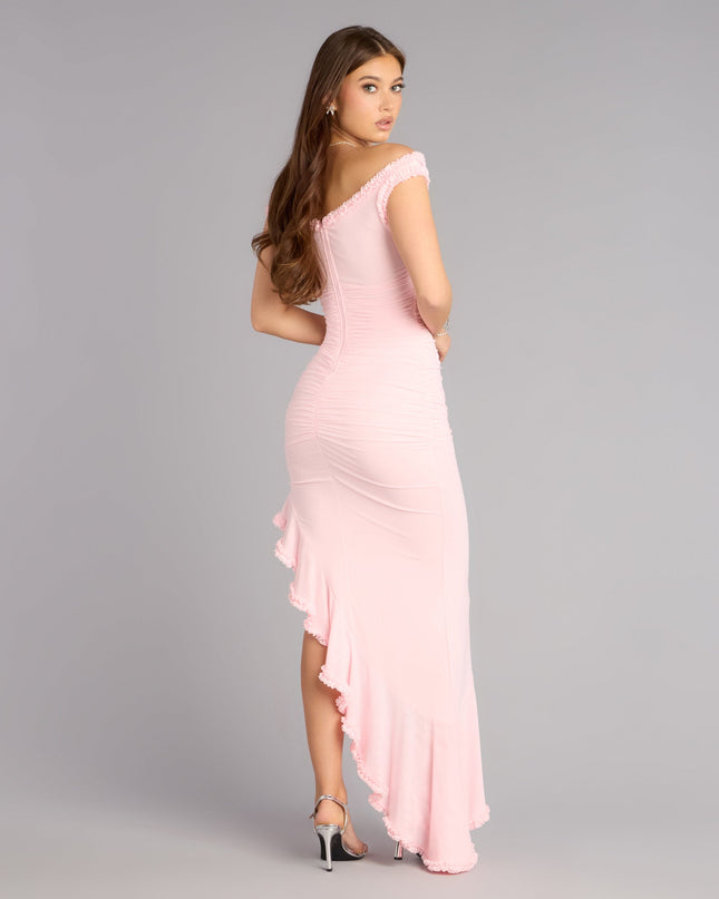 Windsor Emmalyn Mesh Off-The-Shoulder Formal Dress