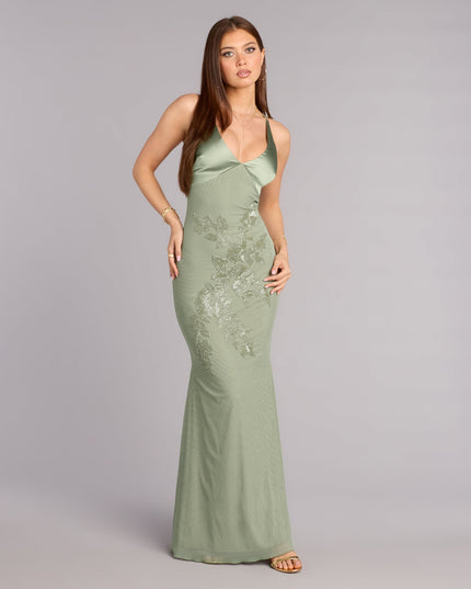 Windsor Adrian Beaded Floral Mermaid Formal Dress