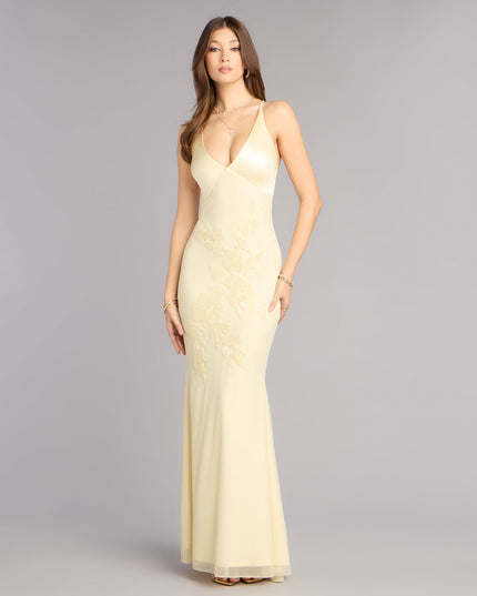 Windsor Adrian Beaded Floral Mermaid Formal Dress