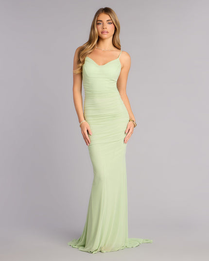 Windsor Bonnie Ruched Mesh Mermaid Dress
