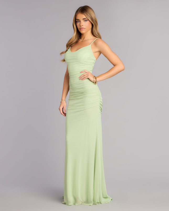 Windsor Bonnie Ruched Mesh Mermaid Dress