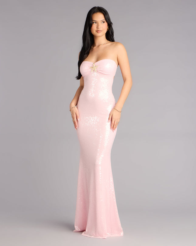 Windsor Aimee Strapless Sequin Starfish Mermaid Formal Dress
