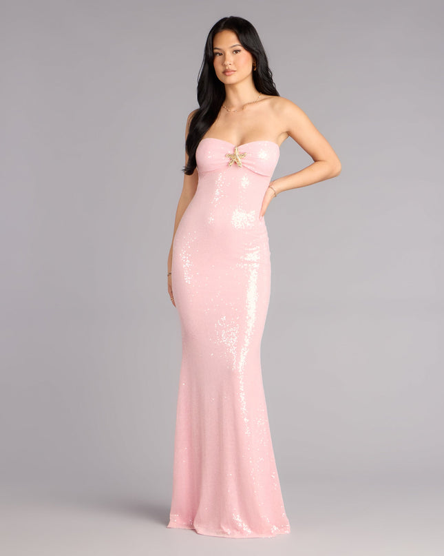 Windsor Aimee Strapless Sequin Starfish Mermaid Formal Dress