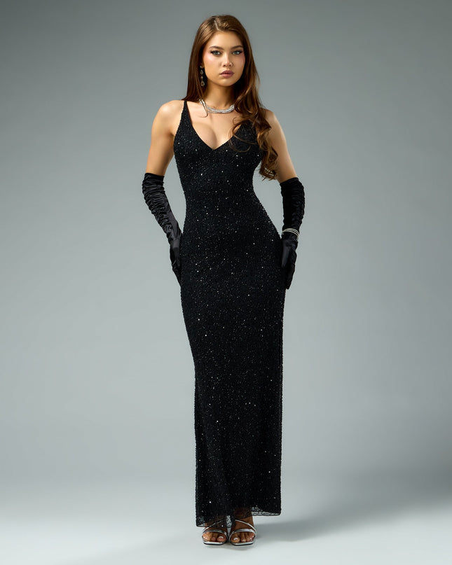 Windsor Amiah Beaded Sequin Column Formal Dress