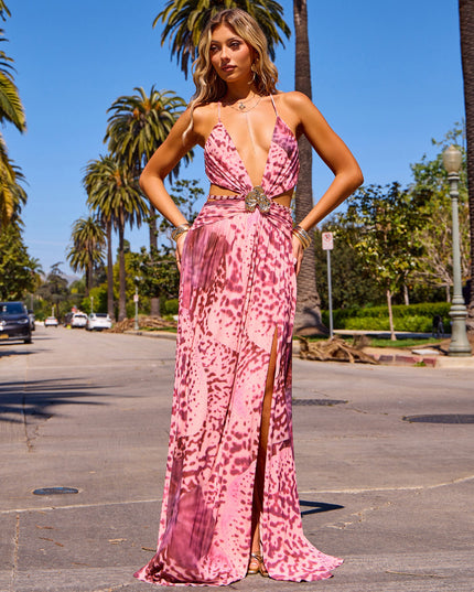 Windsor Trina Abstract Animal Print Chiffon Formal Dress