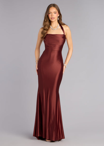 Windsor Jemma Halter Lace-Up Mermaid Dress