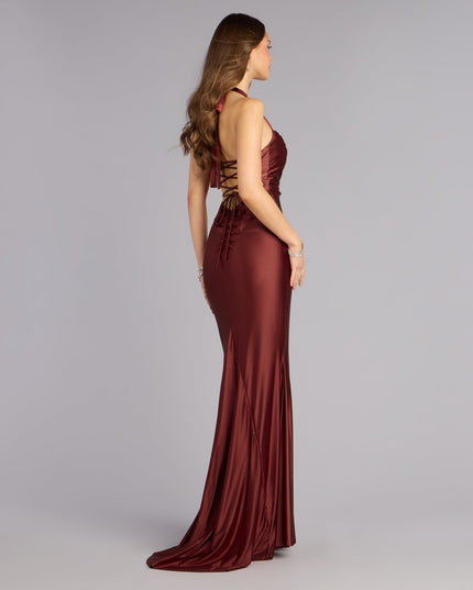 Windsor Jemma Halter Lace-Up Mermaid Dress