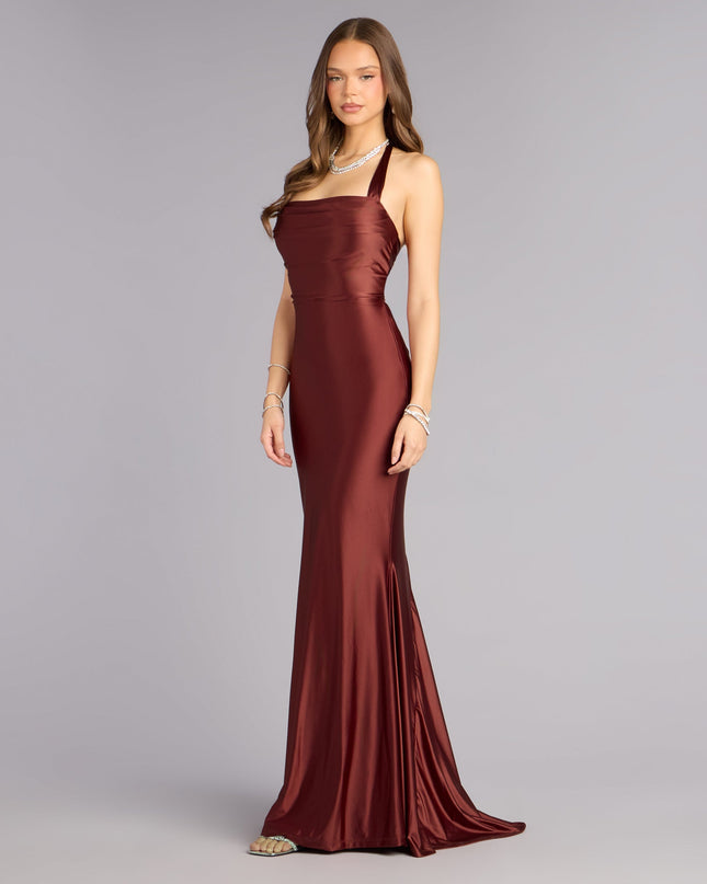 Windsor Jemma Halter Lace-Up Mermaid Dress