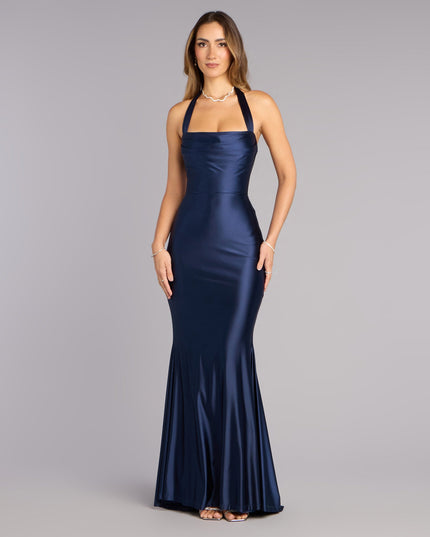 Windsor Jemma Halter Lace-Up Mermaid Dress
