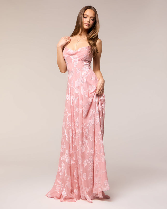 Windsor Vivienne Floral Brocade Lace-Up Formal Gown