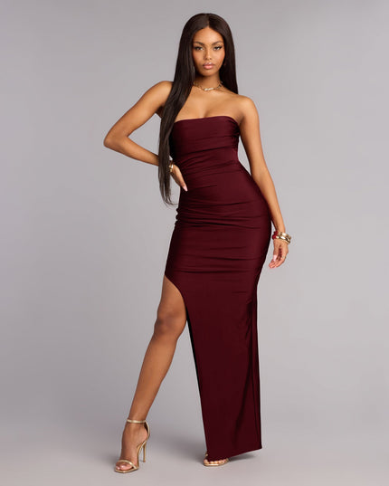 Windsor Anisley Strapless High Slit Column Formal Dress