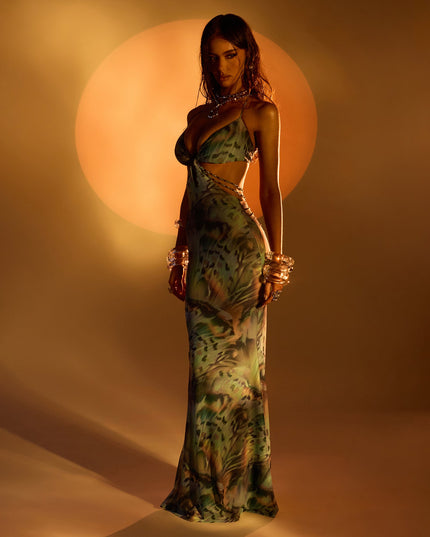 Windsor Angelique Abstract Print Mermaid Formal Dress