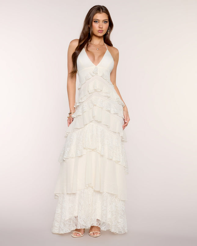 Windsor Juliette Chiffon Lace Halter Formal Dress