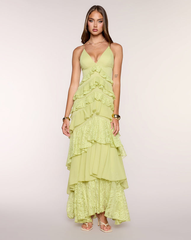 Windsor Juliette Chiffon Lace Halter Formal Dress