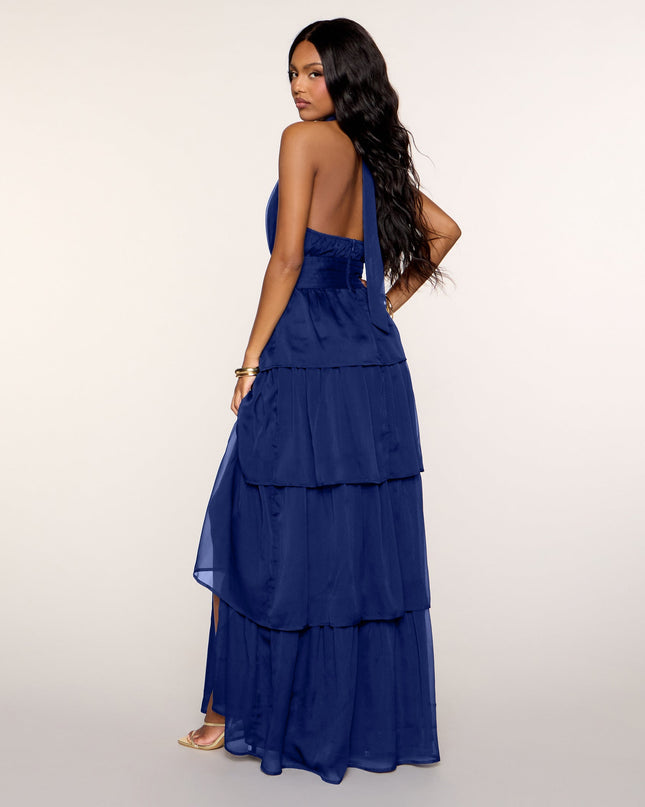 Windsor Lindsay Halter Ruffle A-Line Formal Maxi Dress