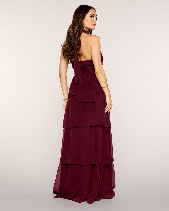 Windsor Lindsay Halter Ruffle A-Line Formal Maxi Dress