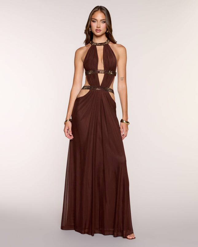 Windsor Penelope Mesh Rhinestone Formal Dress