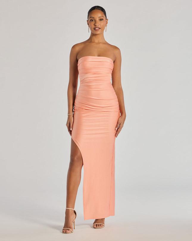 Windsor Anisley Strapless High Slit Column Formal Dress