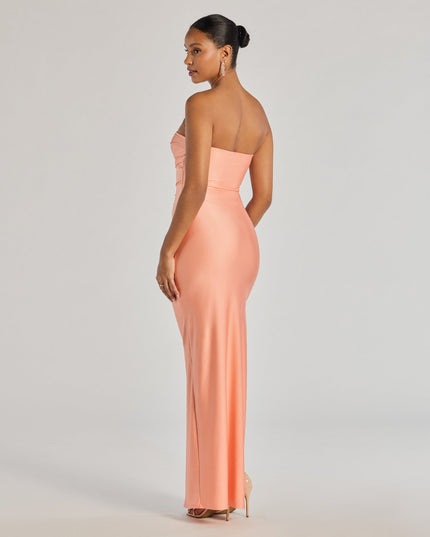 Windsor Anisley Strapless High Slit Column Formal Dress