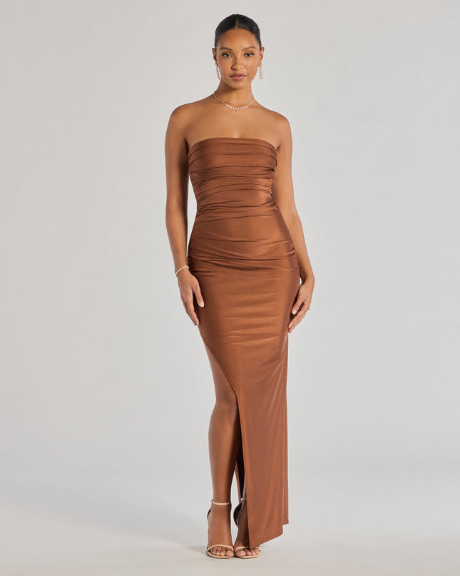 Windsor Anisley Strapless High Slit Column Formal Dress