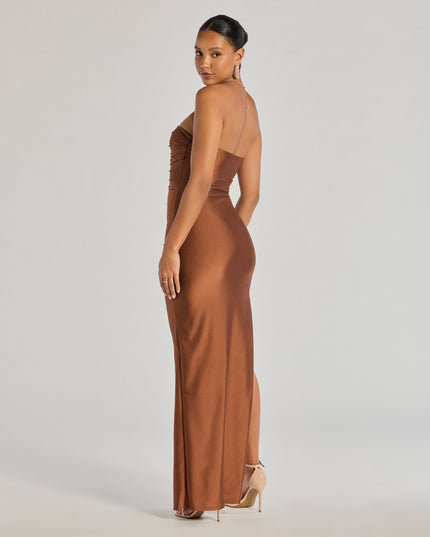 Windsor Anisley Strapless High Slit Column Formal Dress