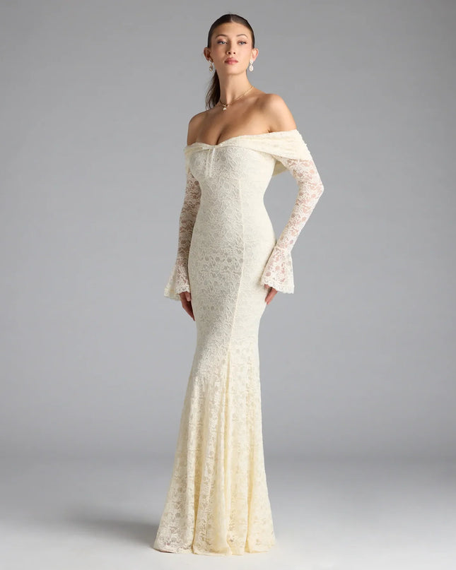 Windsor Blakely Off-The-Shoulder Mermaid Lace Formal Dress