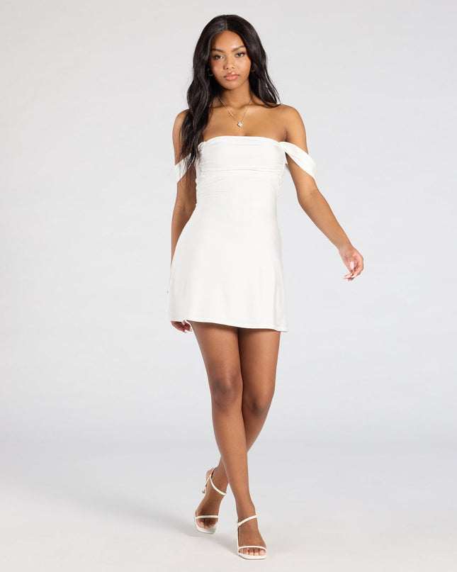 Windsor Classics Lover Off-The-Shoulder Satin Mini Dress