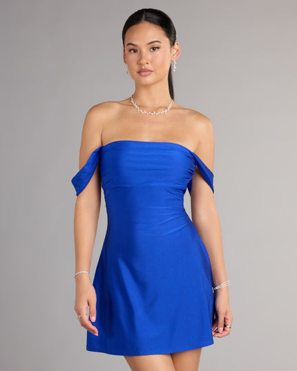 Windsor Classics Lover Off-The-Shoulder Satin Mini Dress