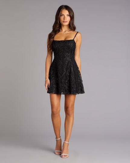 Windsor Forget Me Not Lace-Up Sequin Mini Dress