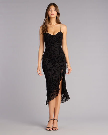 Windsor Sweetheart Chic Ruffle Midi Dress
