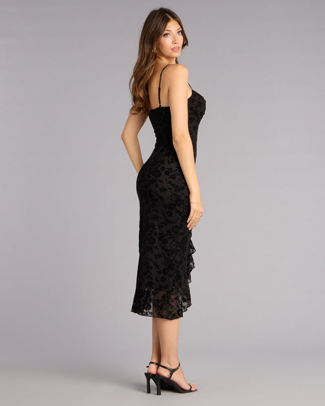 Windsor Sweetheart Chic Ruffle Midi Dress