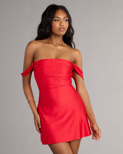 Windsor Classics Lover Off-The-Shoulder Satin Mini Dress