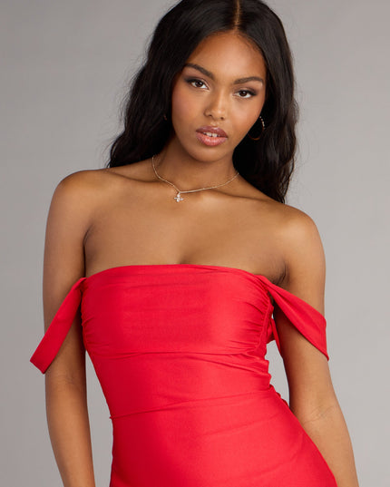 Windsor Classics Lover Off-The-Shoulder Satin Mini Dress