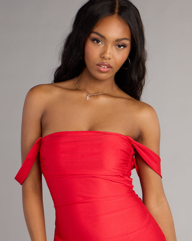 Windsor Classics Lover Off-The-Shoulder Satin Mini Dress
