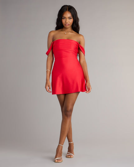Windsor Classics Lover Off-The-Shoulder Satin Mini Dress