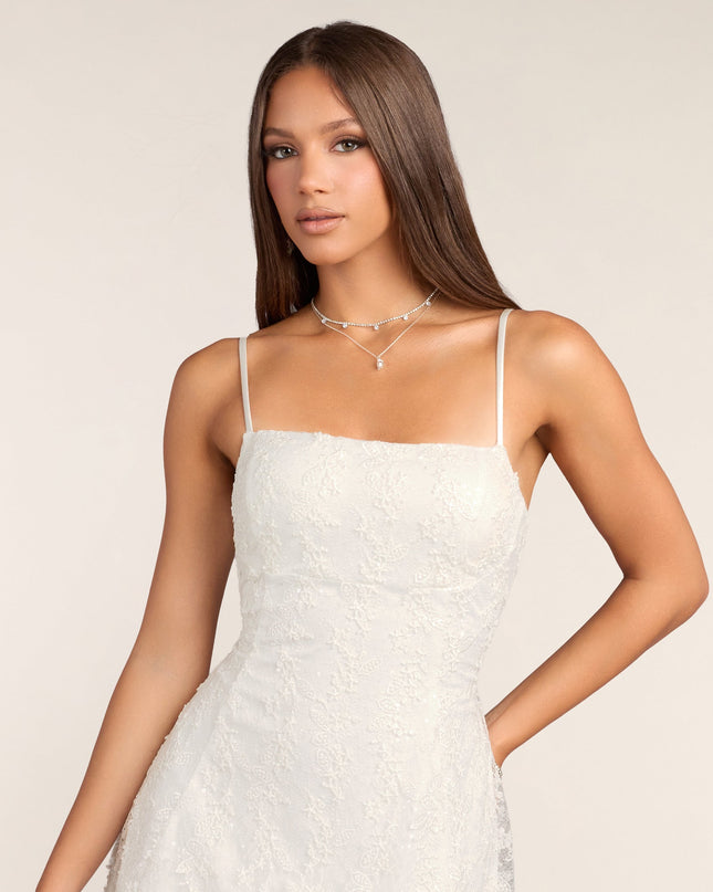 Windsor Forget Me Not Lace-Up Sequin Mini Dress