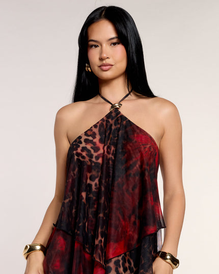 Windsor Wild Card Chiffon Halter Mini Dress