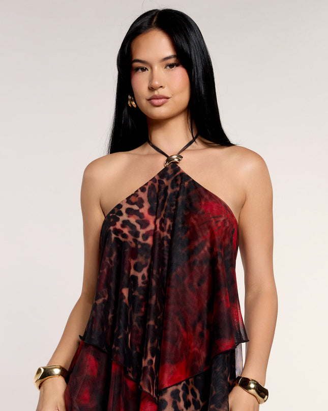 Windsor Wild Card Chiffon Halter Mini Dress