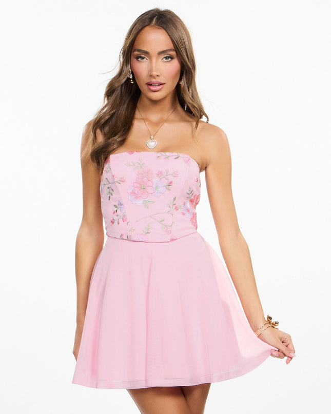 Windsor Petal Plans Floral Embroidered Skater Mini Dress