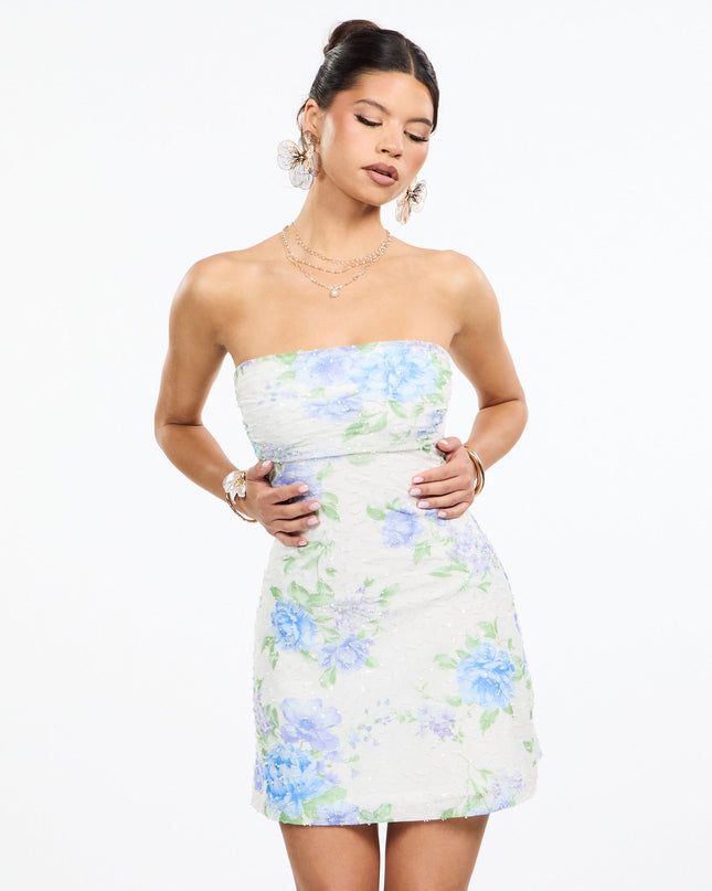 Windsor Plans in Bloom Floral Beaded A-Line Mini Dress