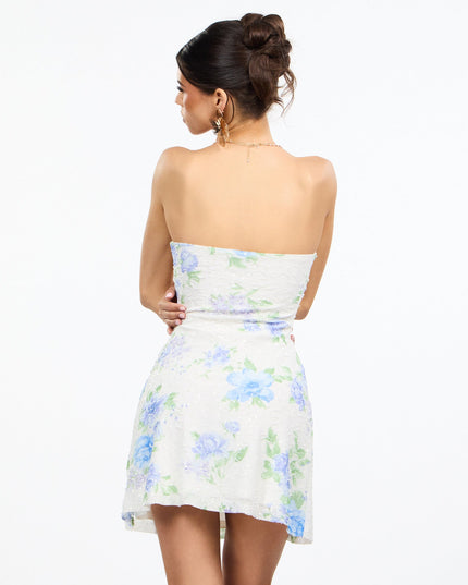 Windsor Plans in Bloom Floral Beaded A-Line Mini Dress