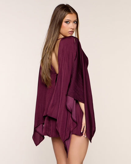 Windsor Low Key Drama Open Back Plunge Mini Dress